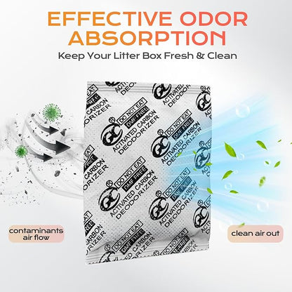 16 PCS Cat Litter Box Deodorizer for Hooded Litter Boxe, Activated Charcoal Odor Absorber, Carbon Filter Compatible with Whisker OdorTrap Pod Accessories Filter and Traditional Litter Boxes, Unscented