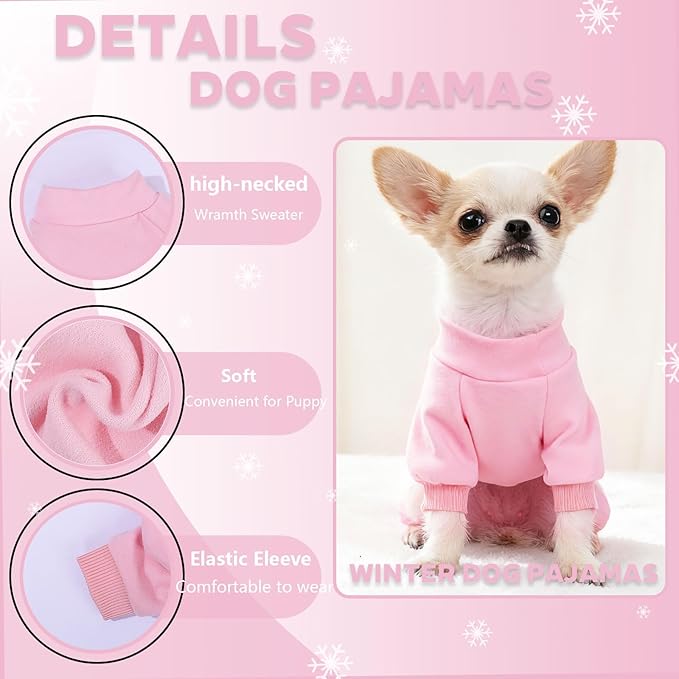 Small Dog Clothes Dog Sweater for Small Dogs Girl Boy Winter Warm Soft Puppy Pjs Stretchy Jumpsuit Doggie Pet Pajamas Outfits XXS~L (Pink, X-Small)