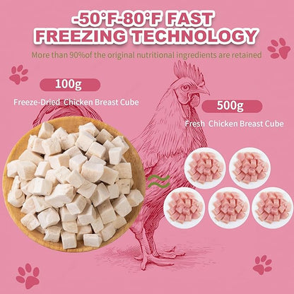 Dylan's cabin Freeze Dried Chicken Breast - Single Ingredient Cat and Dog Treats Natural Animal Protein Healthy Tasty Snacks for Training (113g)