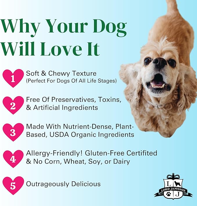 Lord Jameson: Golden Health 6 oz - Dog Wellness Treats, Organic Soft & Chewy No-Bake Bites, Anti-Inflammatory, Oats, PB & Coconut, Preservative Free