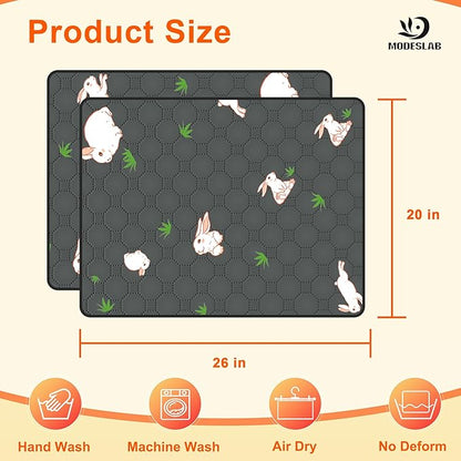 2-Pack Guinea Pig Cage Liner, 20in x 26in Fast Absorption Washable Bedding Pee Pads for Dogs Puppy Rabbit Small Animal Cage Mat, Leakproof & Non-Slip