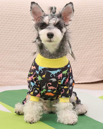 CuteBone Dinosaur Costume Dog Pajamas, Stretchy Spandex Crystal Velvet Sleepwear Coat for Small Dogs, Soft & Warm Pet Outfit Clothes for Cold Weather, Cozy Pullover Design COSP01S