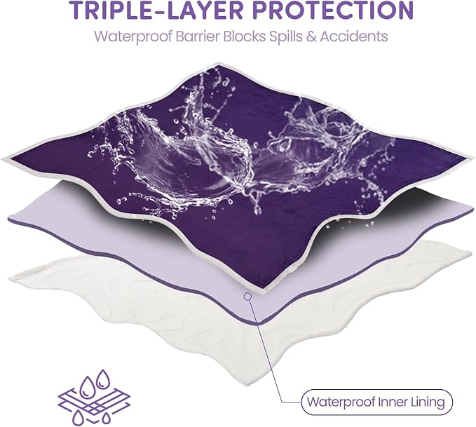 Waterproof Dog Blanket for Small Dog – Double Sided Washable Cat Puppy Blanket, Soft, Warm, Pet Throw Essentials, Purple White M(40×28)"