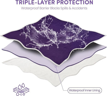 Waterproof Dog Blanket for Small Dog – Double Sided Washable Cat Puppy Blanket, Soft, Warm, Pet Throw Essentials, Purple White M(40×28)"