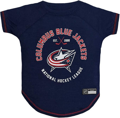 NHL Columbus Blue Jackets Tee Shirt for Dogs & Cats, Medium. - Are You A Hockey Fan? Let Your Pet Be An NHL Fan Too!