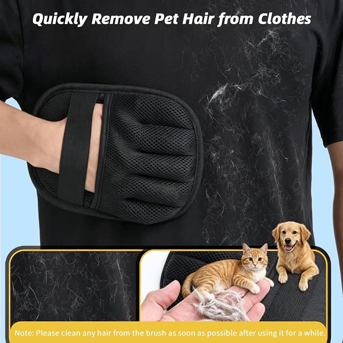 Upgraded Pet Hair Remover Glove, Reusable Five-Finger Snug Elastic Wrist Electrostatic Glove Magic Brush Dogs & Cats Hair Removal Tool for Furniture, Couch, Car Seats, Clothing, Carpet