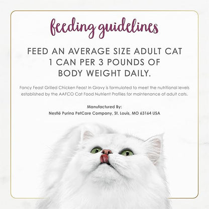 Purina Fancy Feast Grilled Wet Cat Food Chicken Feast in Wet Cat Food Gravy - (Pack of 12) 3 oz. Cans