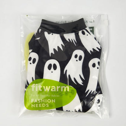 Fitwarm Halloween Ghost Dog Pajamas, Funny Halloween Costumes for Dogs, Fleece Dog Onesie with Feet, Doggy Clothes for Small Dogs Boy Girl, Pet Apparel, Black, White, XL