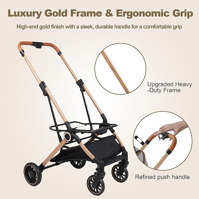 3-in-1 Pet Stroller with Detachable Carrier, Luxury Dog Stroller for Small Dogs & Cats, Lightweight Foldable Cat Stroller with 360° Rotating Wheels, Travel Friendly, Classic Brown