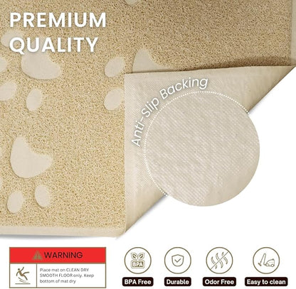 Andalus Small Cat Litter Mat, Pack of 1 - Waterproof, Non-Slip & Easy to Clean Cat Litter Box Mat for Extra Efficient Pet Litter-Trapping, Beige (15.75” X 11.75”)
