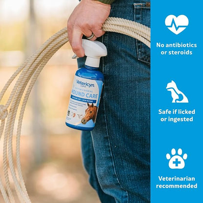 Vetericyn Plus Horse Wound Care Spray | Equine Healing Aid and Skin Repair, Clean Wounds, Relieve Itchy Skin. 16 ounces