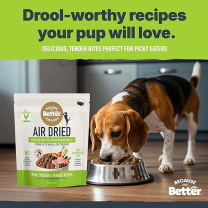 Because It’s Better Slow Baked & Air Dried Dog Food - Real Chicken & Veggies - Complete & Balanced Dry Dog Food - Grain Free, High Protein, Natural Nutrition for All Life Stages, 3 lb Bag