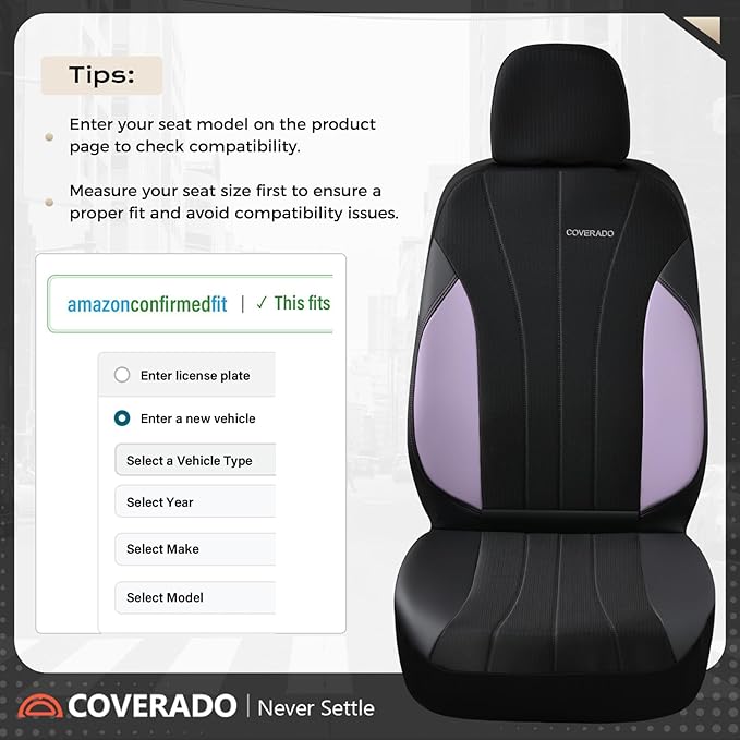 Coverado Car Seat Covers 2-Pack, Seat Covers, Waterproof Leather Car Protectors Front Seats, Luxury Universal Fit Seat Covers for SUV, Truck, Sedan and Most Vehicles