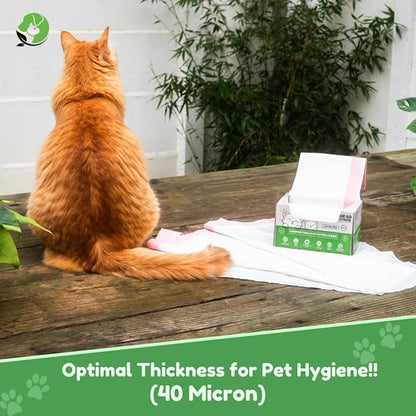 Cat Litter Box Liners - 100% Compostable - Drawstring Close - Scent Free - Jumbo Size XL (36" L x 18" W) - 40 Micron (1.6 Mil) Heavy Duty - 20 Count - Scratch, Tear & Leak Resistant