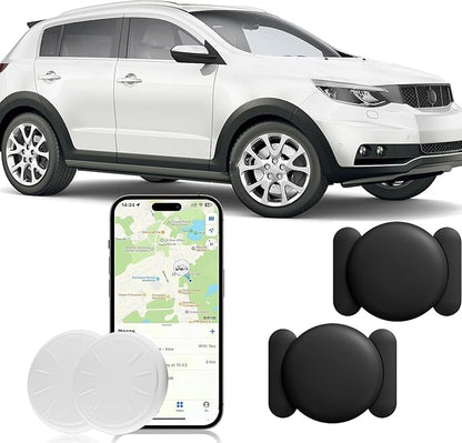 GPS Tracker for Vehicles, 2 PCS MINI Car Tracker Device Hidden, No Monthly Fee, Real-Time Tracker Device for Vehicles Work with Find My (iOS Only), Magnetic Waterproof Car Tracker, Black