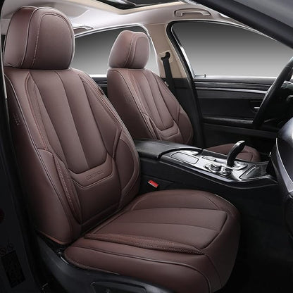 Coverado Seat Covers, Car Seat Covers Front Seats, Car Seat Cover, Car Seat Protector Waterproof, Car Seat Cushion Nappa Leather, Brwon Seat Covers Carseat Cover Universal Fit for Most Cars