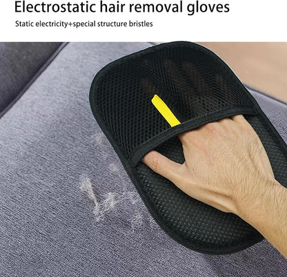 Pet Hair Remover Gloves 2 Pack with Comb, Reusable Electrostatic Pet Hair Removal Mitt for Couch, Car Seats, Clothes & Bedding, Dog & Cat Fur Remover for Furniture & Upholstery