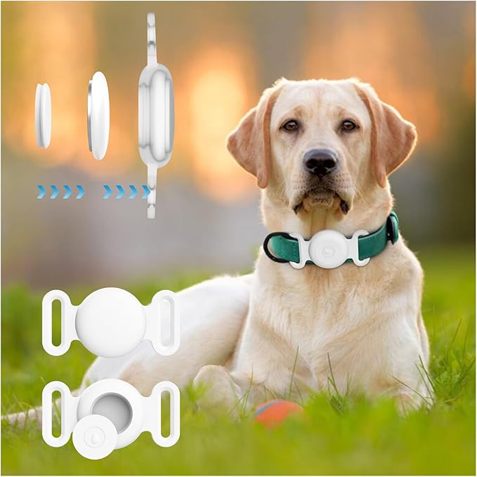 Vancle at Case for Dog Collar, Waterproof Apple Air Tag Protective Holder GPS Tracking Finder for Pet, Silicone Case for Dog Collar Cat Loop Holder Pet Accessories