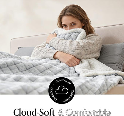 Royal Luxe Micromink Sherpa Throw Blanket for Couch, Fluffy Plush Reversible Throw Blanket for Sofa Bed Chair Room Decor - Luxury Soft Cozy Gifts for Women, 50 x 60 Inches, Green