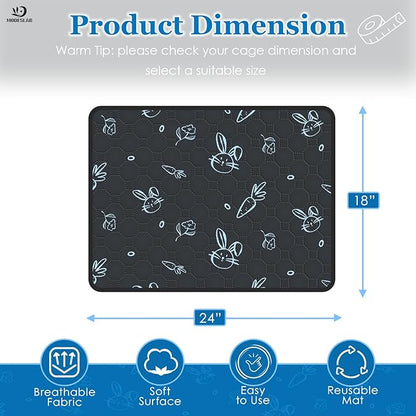 4-Pack Guinea Pig Cage Liner Washable, 18in x 24in Ultra-Absorbent Guinea Pig Bedding for Cage Non-Slip Leak-Proof Pee Pads for Dogs Rabbit Bunny Cat Litter Mat, Navy