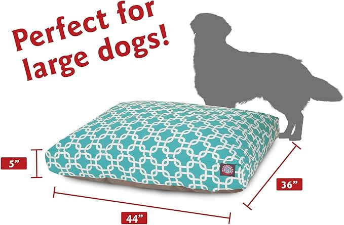 Majestic Pet Shredded Memory Foam Dog Bed Large with Removable Washable Cover – Rectangle Orthopedic Dog Bed–Durable Dog Crate Bed-Flat Dog Bed for Senior Dogs - (44x36) L - Links - Teal