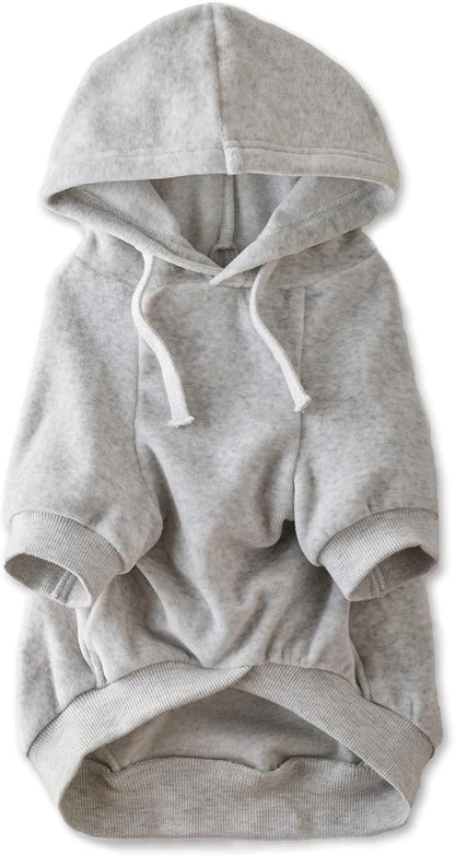 Pet Passion Cooper II Organic Cotton Velour Dog Hoodie Pet Coat for Small, Medium and Large Dogs, Light Heather Gray, XXX-Small (up to 5lbs)