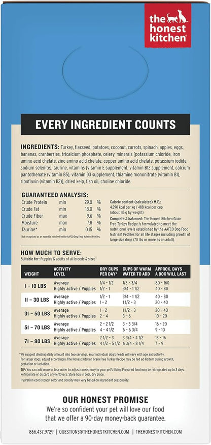 The Honest Kitchen Human Grade Wholemade™ Dehydrated Dog Food, Grain Free Turkey, 10 lb (makes 40lbs)