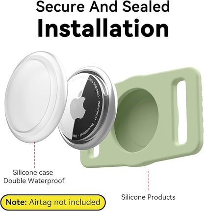 GOCII for Airtag Dog Collar Holder 2 Pack,Waterproof Dog Collar Holder for Apple AirTag(Gen 1 & 2),Silicone Air Tags Case for Dog Collars(Light Green)