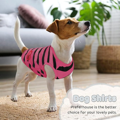 Dog Striped T-Shirts, Dog Vest, Pet Apparel, Tee Shirts, Suitable for Small, Medium, Large Pets, French Bulldog Bichon, Rose M