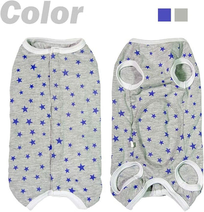 Dog’s Recovery Suit Post Surgery Shirt for Puppy, Wound Protective Clothes for Little Animals(Grey Stars-m)