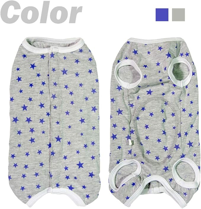 Dog’s Recovery Suit Post Surgery Shirt for Puppy, Wound Protective Clothes for Little Animals(Grey Stars-l)