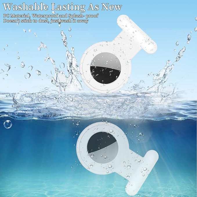 2 Pack Holder Case Compatible for Airtag Tracker, Silicone Hidden GPS Kid Airtag Holder with Invisible Pin, Anti Lost Apple Air Tag Case Cover for Toddlers, Elderly, Pet, Clothing(Black and White)