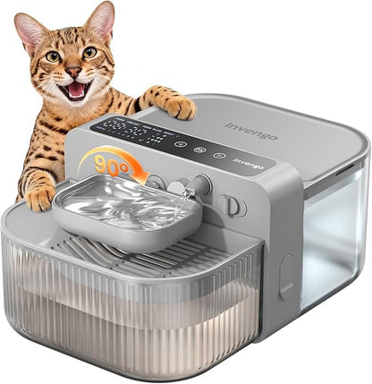 Invengo No-Filter Wireless Cat Water Fountain, 3.5L Stainless Steel Pet Fountain for Cats & Dogs – Wastewater Separation, Auto Refill, Ultra-Quiet 3000mAh Battery, Indoor Smart Water Dispenser