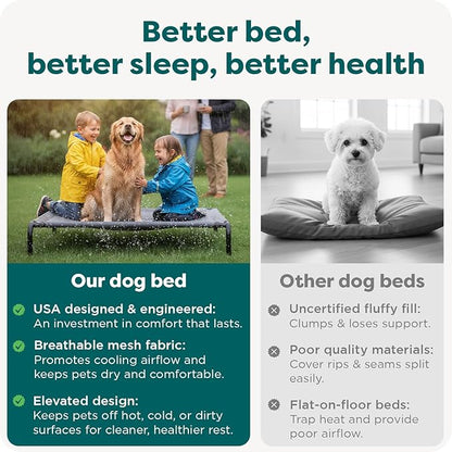 FurHaven Elevated Dog Bed, Cooling Raised Pet Cot with Breathable Mesh, Durable Steel Frame, Indoor/Outdoor Use, Easy Assembly, Jumbo XL, Nylon Mesh with Steel Frame, Capri Blue