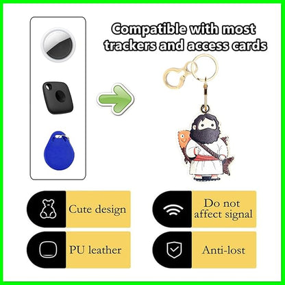 Leather Keychain Holder Case Compatible with AirTag,Cute Protective Cover with Keyring,Anti-Scratch Finder GPS Tracker Case for Wallet Keys,bag,pets,Backpack(B)
