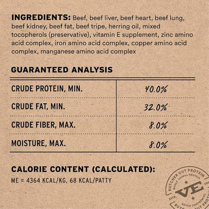 Vital Essentials Freeze Dried Dog Food, Raw Beef Mini Patties | Complete Meal or Topper | High Protein, Grain Free Dry Dog Food | 14 oz Bag