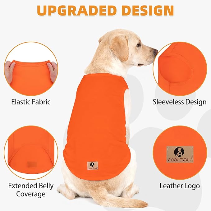 KOOLTAIL Christmas Dog Clothes Shirt for Large Dogs Boys Girls, 2 Pack Cotton Winter Warm Dog T Shirts Coats, Insect Protection Anti-Hair Loss & Lightweight Pet Vest Tank Tops Apparel,Orange&Red,2XL