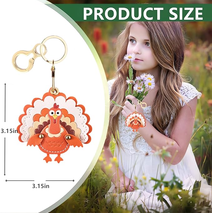 BORKUANA Leather Keychain Holder Case Compatible with AirTag,Cute Protective Cover with Keyring