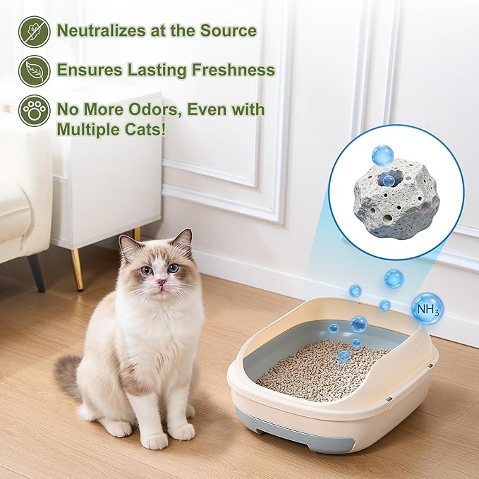 Cat Litter Pellets Exclusively for Double Layer Cat Litter Box, Super Odor Control Zeolite Litter, Non Clumping Cat Litter, Low-Tracking, Low Consumption, Unscented (3.6lb x 3)