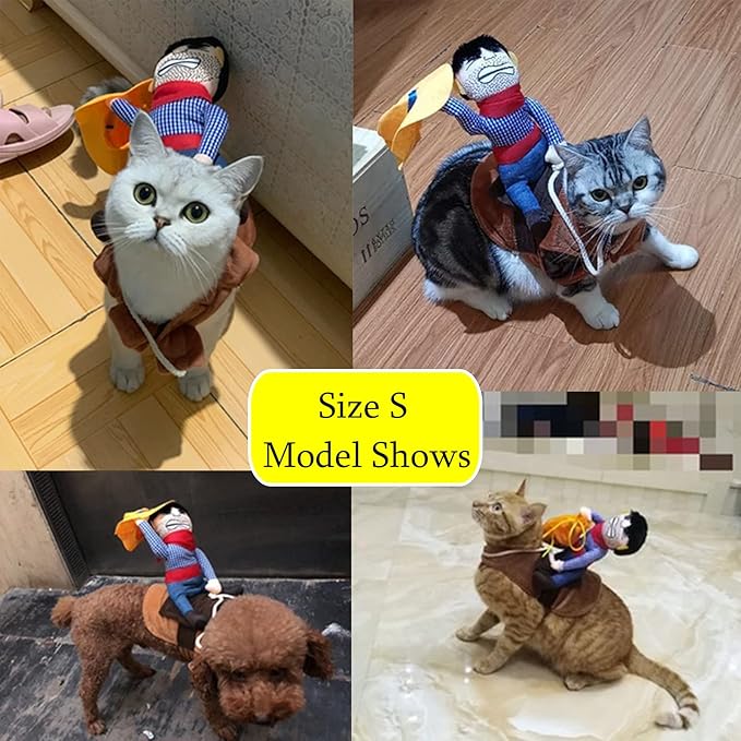 SEIS Pet Riding Costume Novelty Pet Supplies Cowboy Rider Horse Riding Designed Dog Apparel Party Dressing up Clothing Halloween (S)