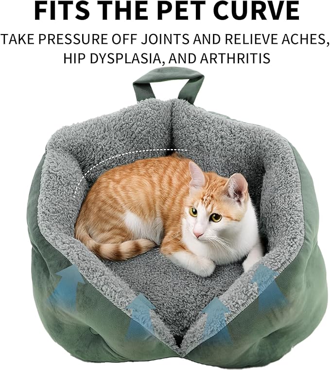 Small Cat Bed for Small Cats, Cat Beds for Indoor Cats, Pet Bed for Kitty, Extra Soft & Machine Washable with Anti-Slip & Water-Resistant Oxford Bottom, Grey, 18 inches