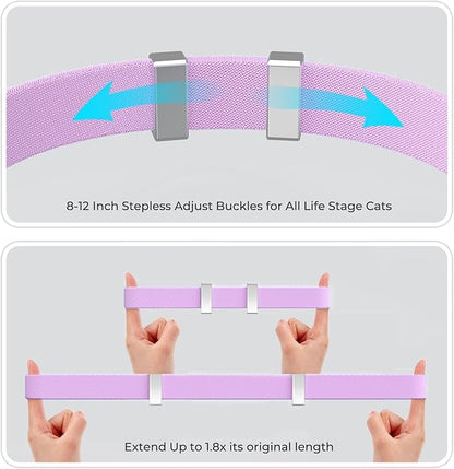 AirTag Cat Collar, Ultra Elastic Cat Tracker Collar with Apple Air Tag Holder, [Lightweight & Scratch Resistant] Stepless Adjustable GPS Pet Tracking Collars for Cats Kittens (Violet)