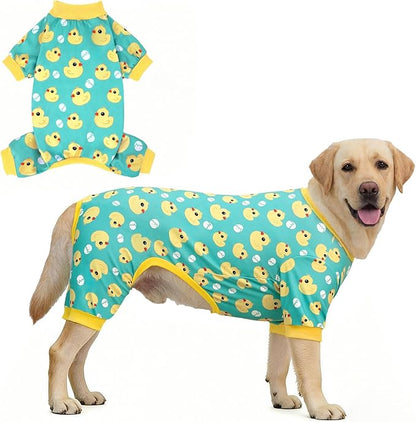 XPUDAC Dog Pajamas Soft Stretchy Duck Dog Clothes for Large Dogs Pet Jumpsuit Puppy Onesie Outfits Cat Apparel-3XL