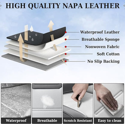 Coverado Car Seat Covers, Front Covers for Cars, Car Seat Cover Front Seats, Automotive Seat Cover, Waterproof, Leather Car Seat Cushion, Universal Interior Covers Seat Protectors for Most Cars