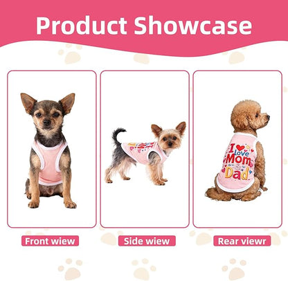 Topbuti 4 Pack Dog Shirts Summer Pet T Shirts Puppy Clothes Dog Clothing Breathable Cat Sleeveless Vest for Small Dogs Cats (Small, Love)