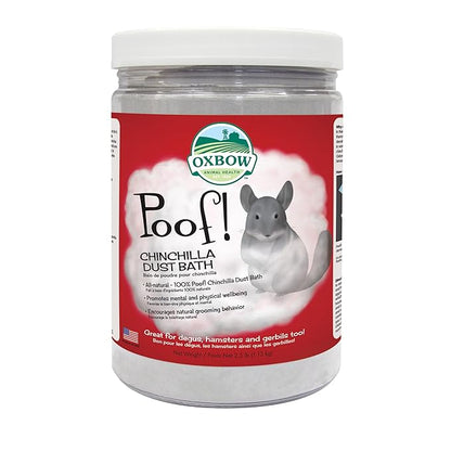 Oxbow Poof! Chinchilla Dust Bath,100% Natural Blue Beauty Dust for Chinchillas,Degus,Gerbils,and Hamsters,Small Animal Grooming,Natural Dusting Powder,2.5 lbs Jar,(Pack of 6)
