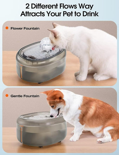 WOPET Cat Water Fountain, 2L Cat Fountain for Drinking- Pet Water Fountain Inside -Automatic Pet Water Dispenser for Cats & Small Dogs, Ultra Quiet Pump, BPA-Free, Visible Water Level