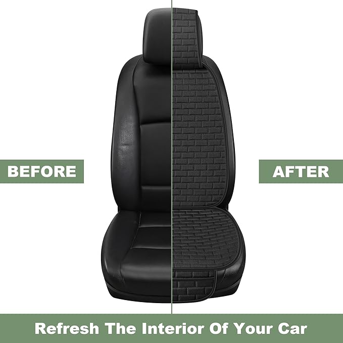 VarCozy Linen Car Seat Covers, Breathable Front Pair Seat Covers for Cars with Non-Slip Protector for All Seasons, Universal Front Seat Covers for Cars, SUVs, Trucks