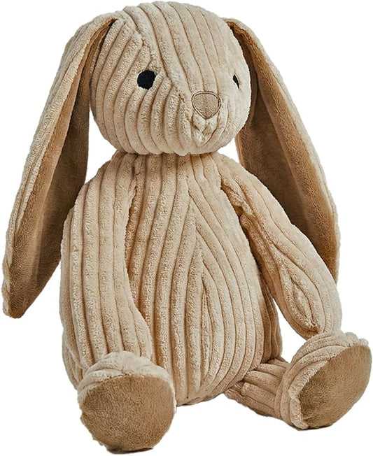 Pet Lou 15 Inch Rabbit Dog & Cat Plush Toy, Durable 2-Layer Corduroy Fabric with Puncture-Proof Squeaker & Crinkle Paper, Soft Heavy-Weight Plush Chew Toy