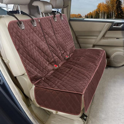 ANOSOSPECIAL Dog Car Seat Cover for Back Seat Cover for Kids,Non Stick Fur Rear Seat Protector for Pet,Nonslip Waterproof Universal Fit Interior for Auto SUV(XL, Coffee Brown)